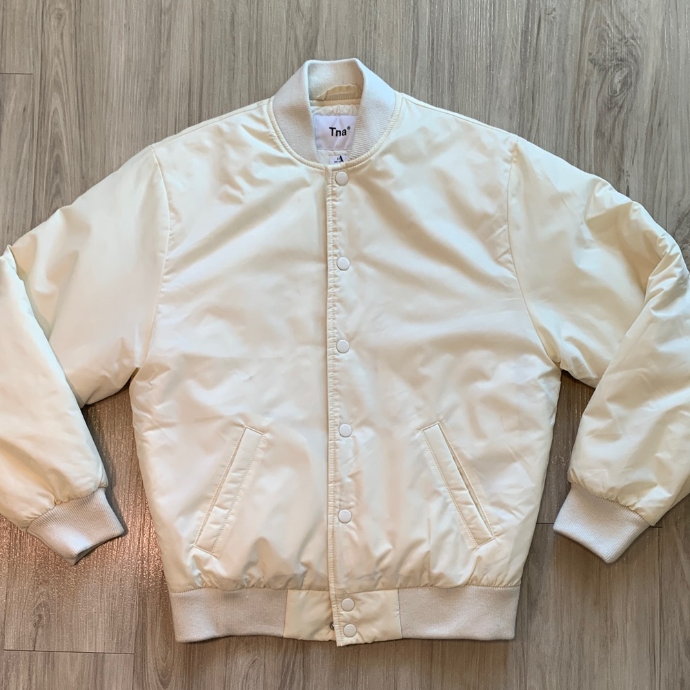 Aritzia Stadium Cream Off-White Bomber Baseball Jacket